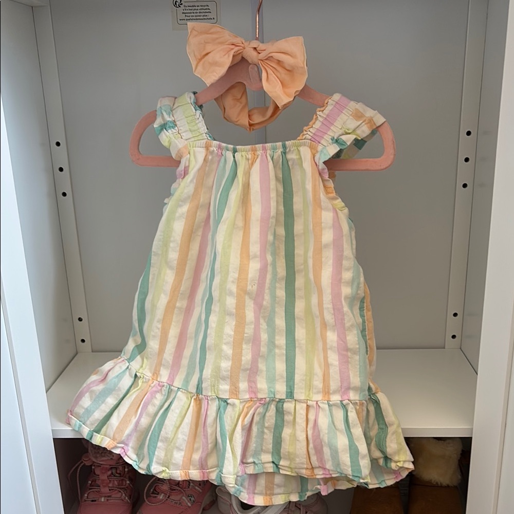 Striped Pastel Dress with Bow